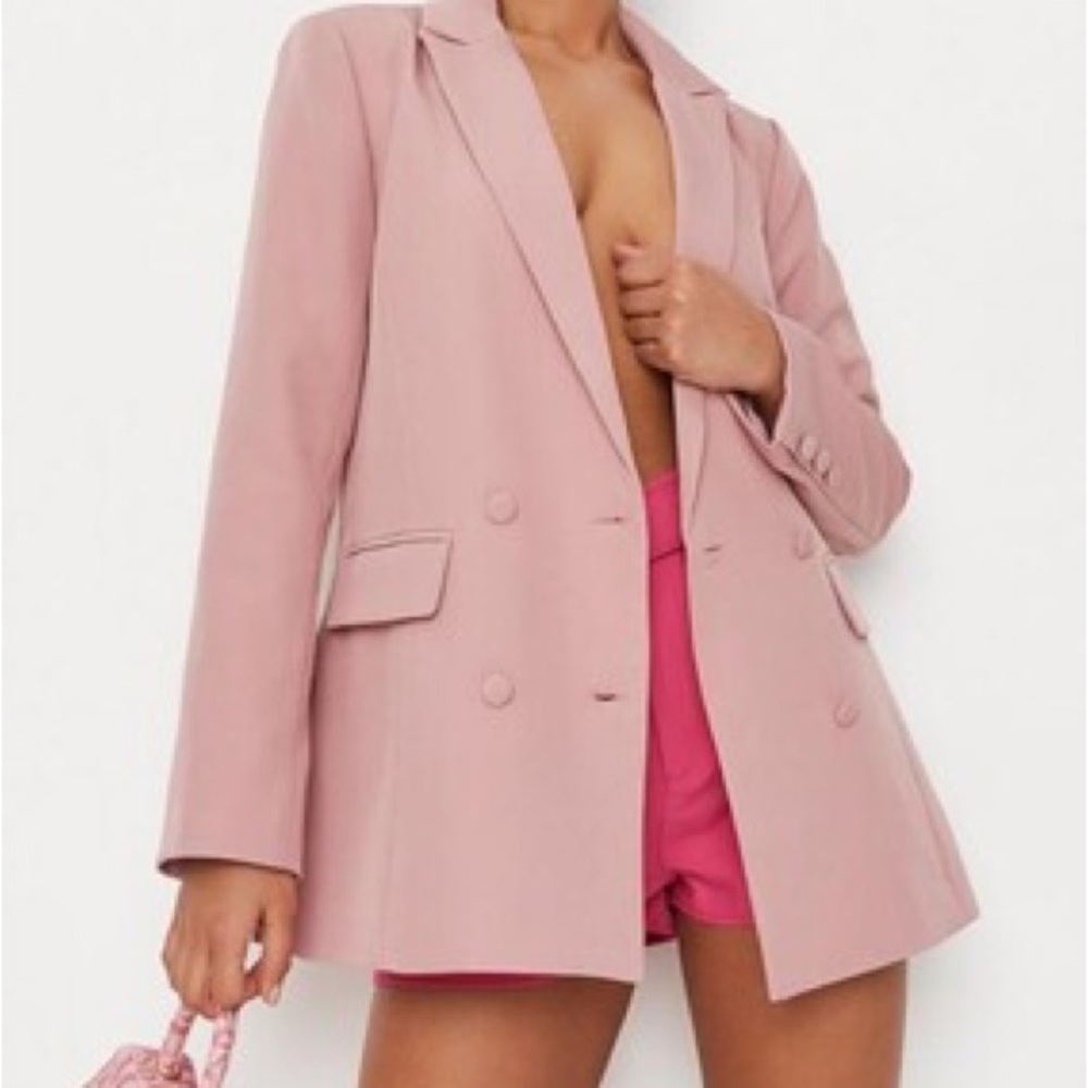 Missguided dusty pink tailored longline blazer